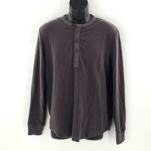 Grayers Mens Henley Gray Campesina Long Sleeve Double Cloth Thermal Top Size M